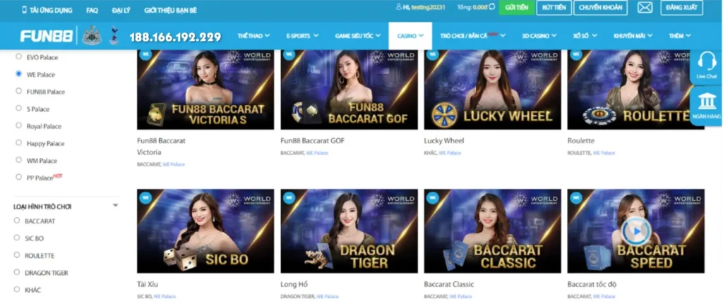 Game Casino trực tuyến Fun88 siêu hút khách