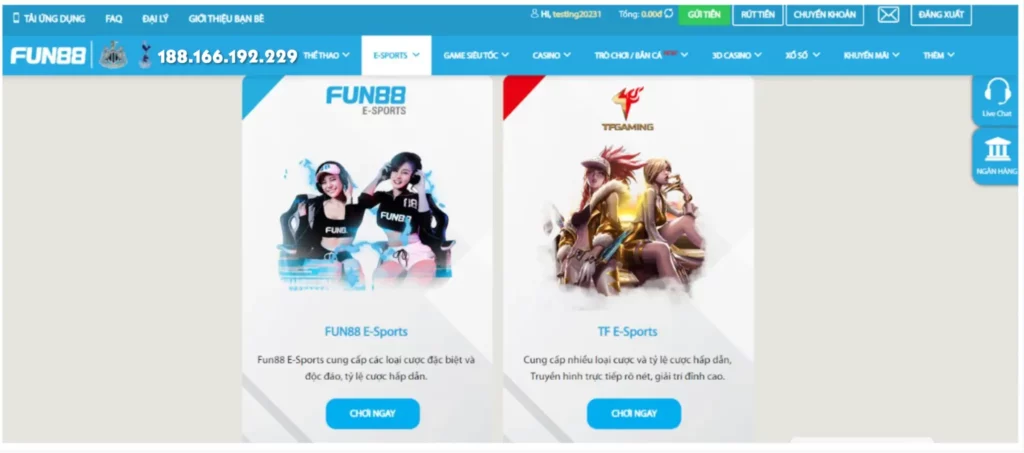 cá cược esport tại fun88